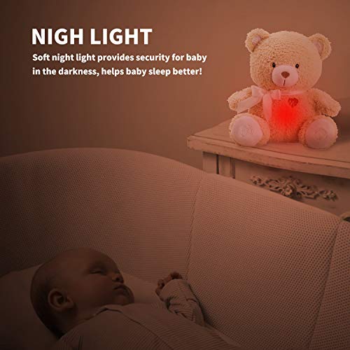 BEREST Honey Bear Baby Sleep Soother by BEREST- Moms Heartbeat Sound White Noise Machine Infant Slumber Buddies Bear Toy Sleeping Aid,