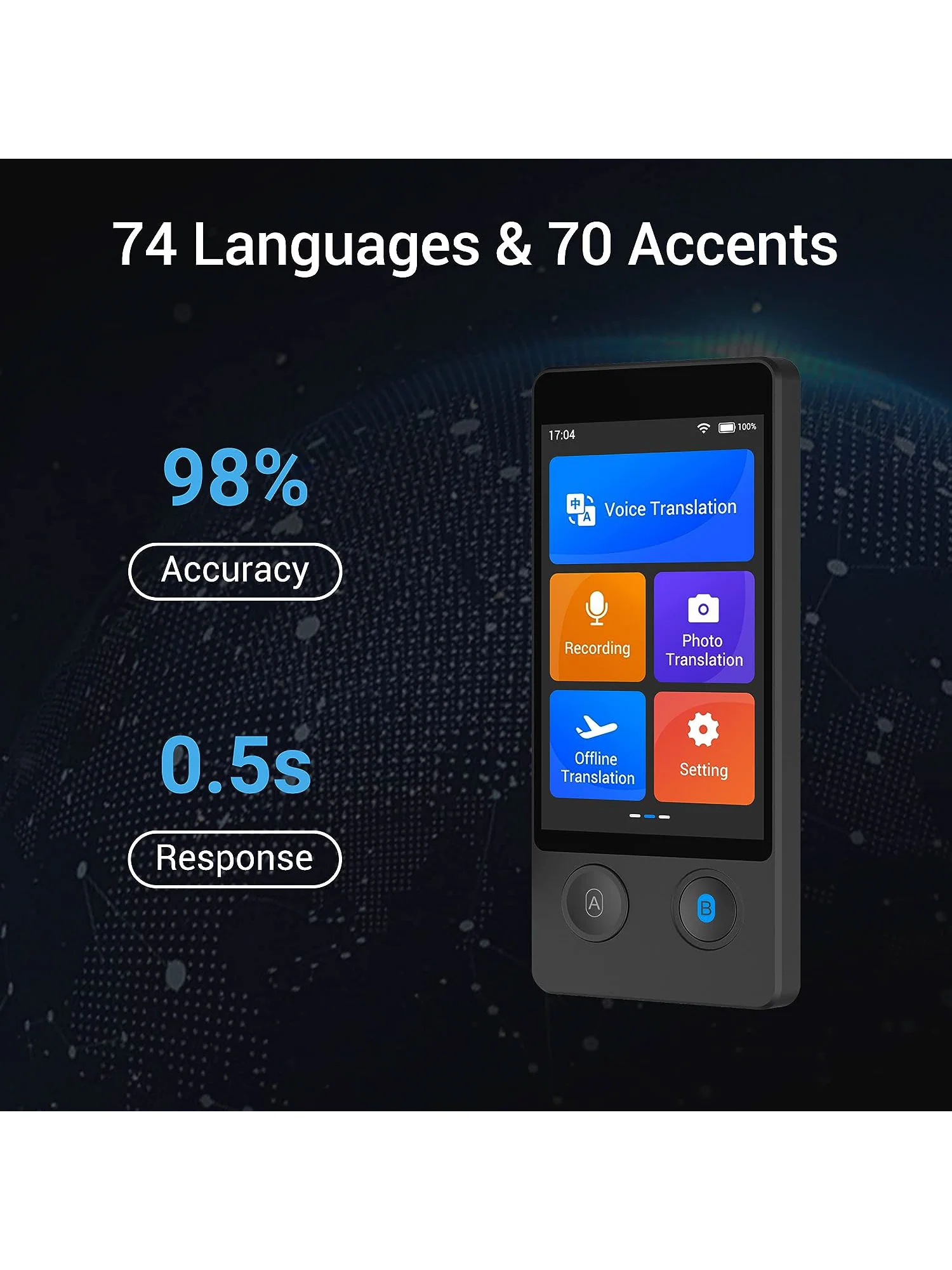 Wooask W12 Language Translator Device Accurate Offline Online Instant Translation 2023 3.7 Inches Touch Screen