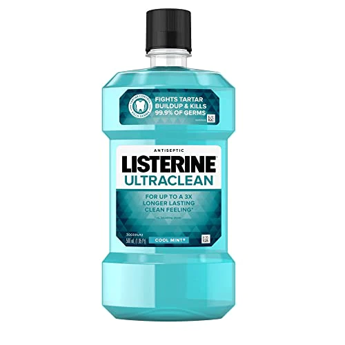 Listerine Ultraclean Antiseptic Mouthwash for Gingivitis, Plaque &a; Tartar, Mint, 500 mL