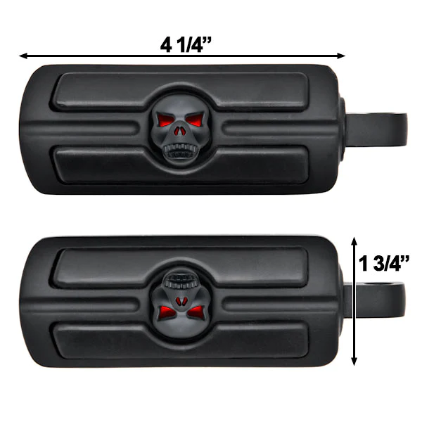 Krator Skull Head Front or Rear Foot Peg Foot Rests Black Compatible with Harley-Davidson Softail Male Peg Mount