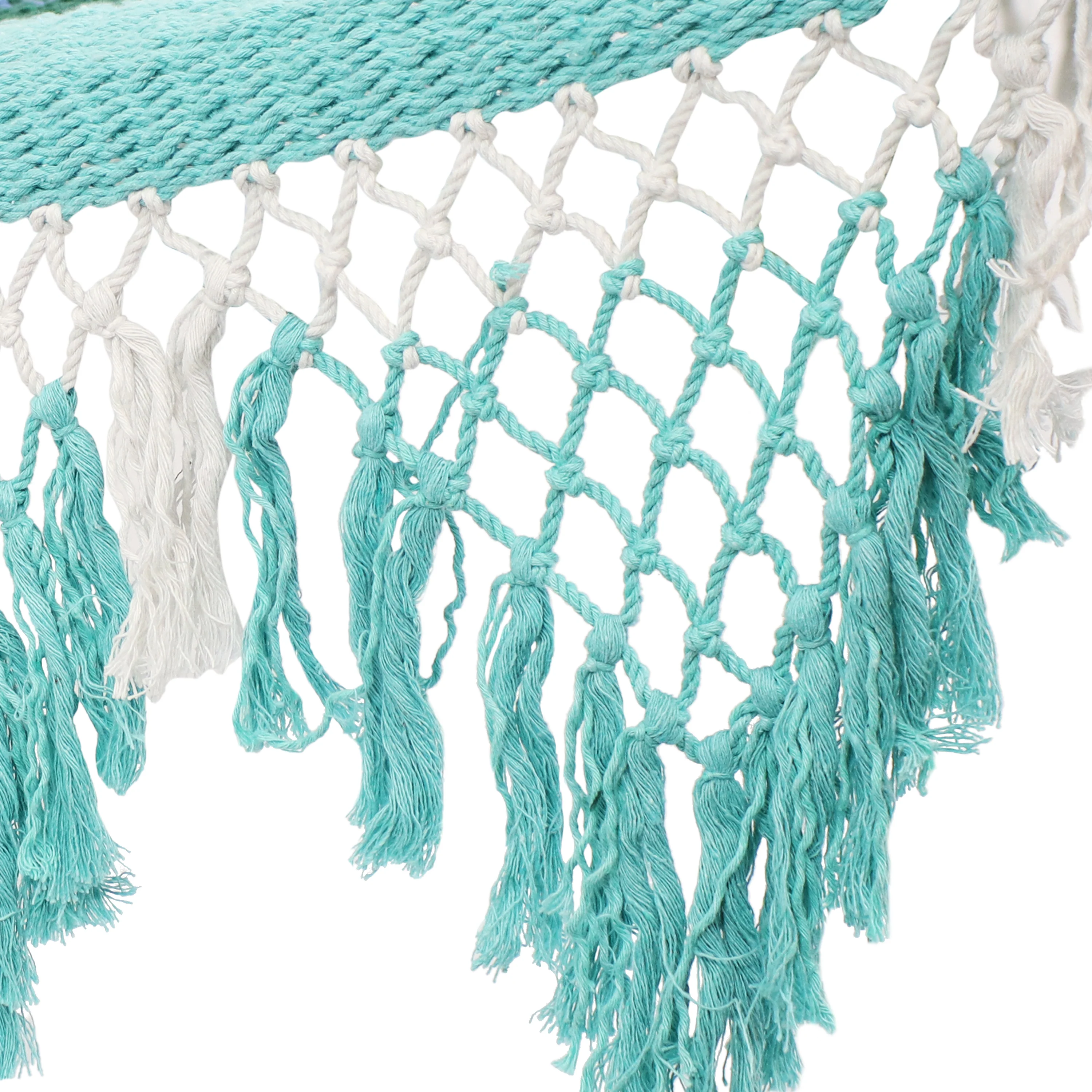 Sunnydaze Decor Woven Hammock with Wooden Spreader Bars - Lagoon Stripes