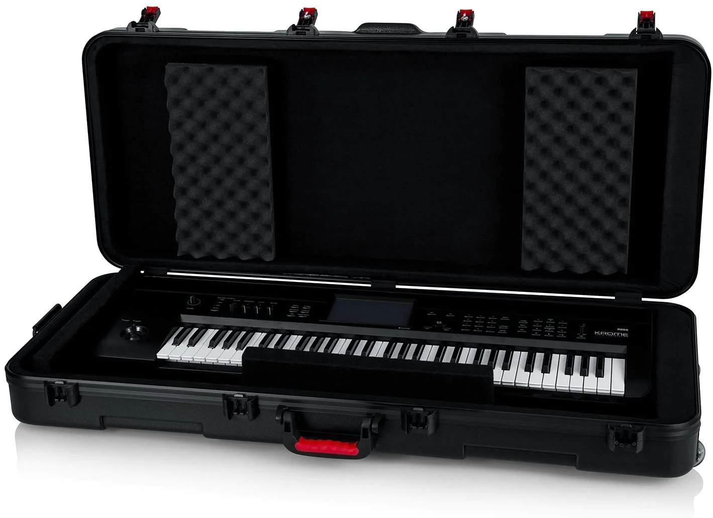 Gator Cases Molded Flight Case for 61-Note Keyboards with TSA Approved Locking Latches and Recessed Wheels; (Pack of 2)