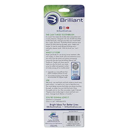 brilliant special soft toothbrush - for cancer and chemo patients with compromised oral health, violet, 3 count