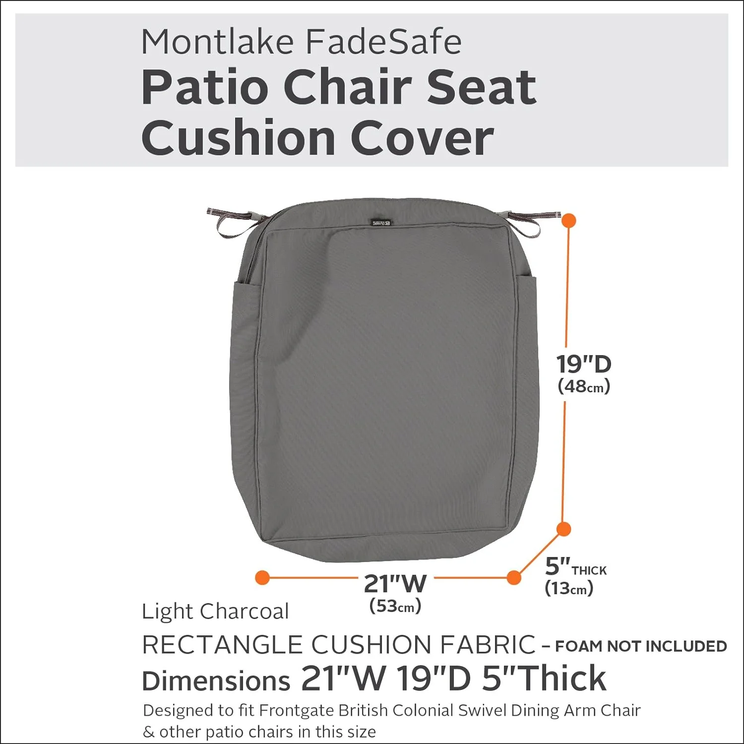 Classic Accessories Rectangular Patio Lounge Seat Cushion Slip Cover-5