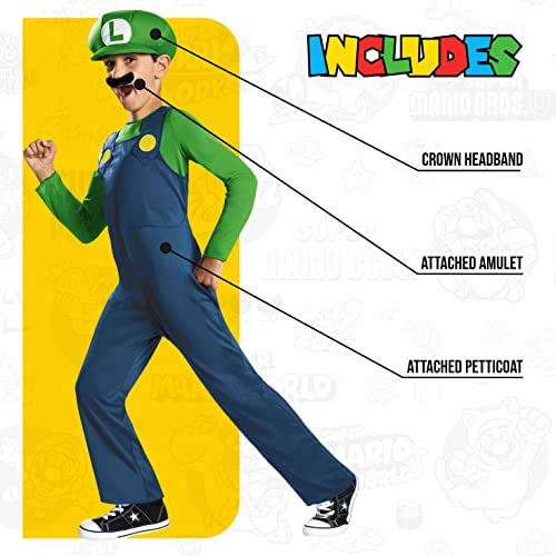 Disguise Nintendo Super Mario Brothers Luigi Classic Boys Costume, Small/4-6