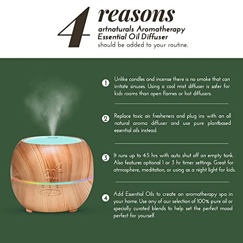 artnaturals aromatherapy essential oil diffuser - (5.0 fl oz / 150ml tank) - ultrasonic aroma humidifier - adjustable mist mo