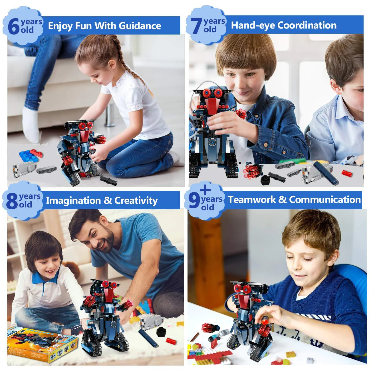 ANYSUN stem robot toys for kids, cool science building block kit for boy and girl, fun educational remote control toy with app contr