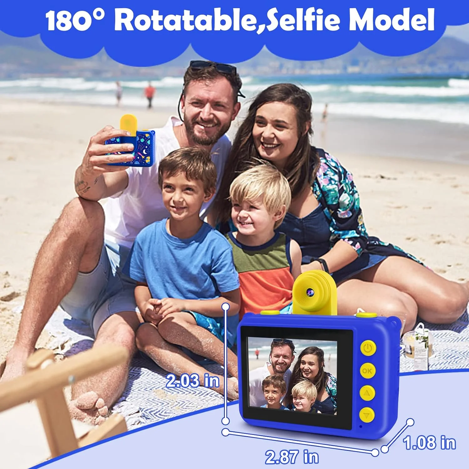 Great Choice Products Kids Camera - Underwater Camera For Kids Girls Boys, Waterproof Digital Camera, Toddler Toys Kids Selfie Video Camera Reco