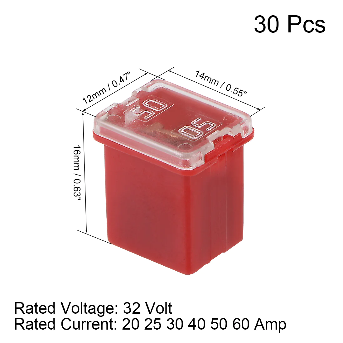 Unique Bargains Automotive Mini Cartridge Fuse Set 32V 20A 25A 30A 40A 50A 60A M Case Box 30pcs