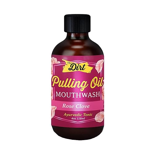 THE DIRT Oil Pulling Mouthwash - Gluten Free - Removes Plaque, Tartar, Bad Breath &a; Whitens Teeth (Luscious Rose, Clove &a; Mint,