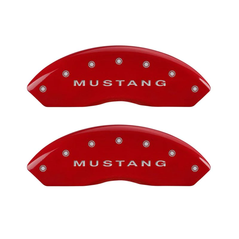 MGP Caliper Covers 10198SMBPRD Red Brake Covers Engraved with Silver Mustang/Bar &a; Pony (S197) (Set of 4)