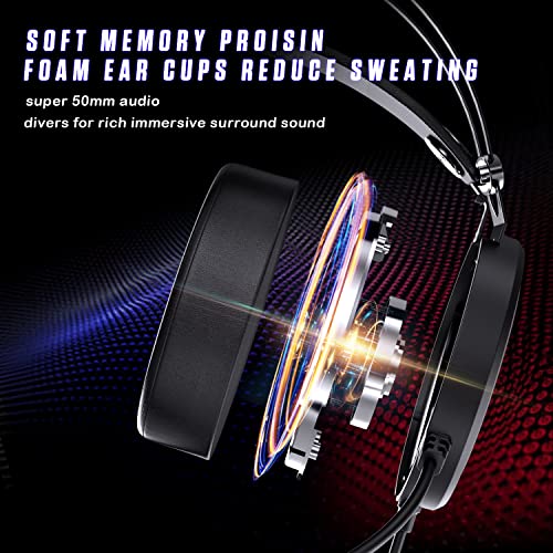 NUBWO Gaming headsets PS4 N7 Stereo Xbox one Headset Wired PC Gaming Headphones with Noise Canceling Mic , Over Ear Gaming Headp