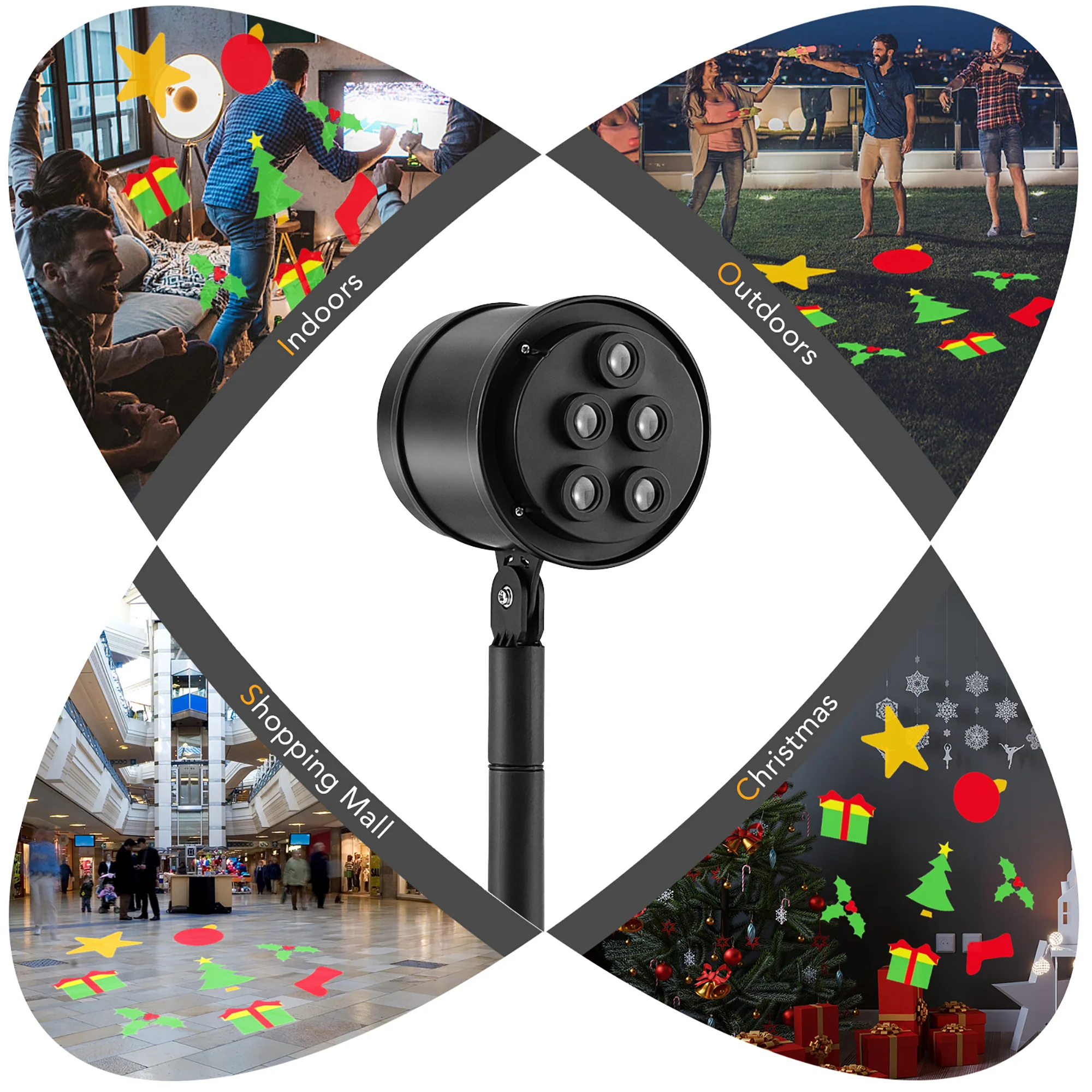 Costway Christmas Projector Light LED Projection Lamp with Lawn Stake &a; 5 LED Lights