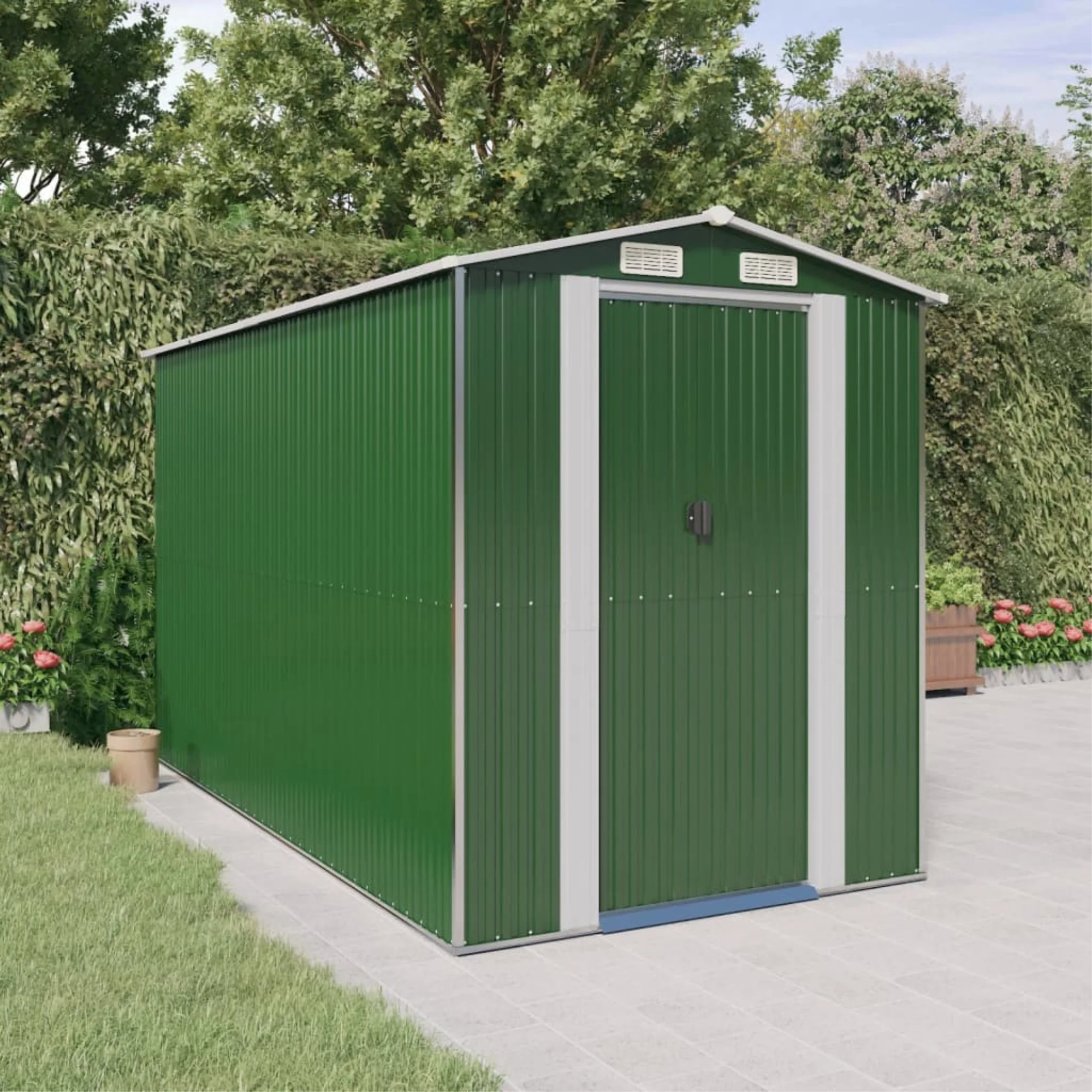 vidaXL Garden Shed Green 75.6
