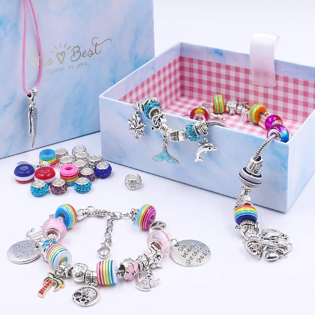 KONIGEEHRE 101 pcs diy bracelet making kit charms necklace jewelry making supplies beads diy craft gift set for adults teens girls