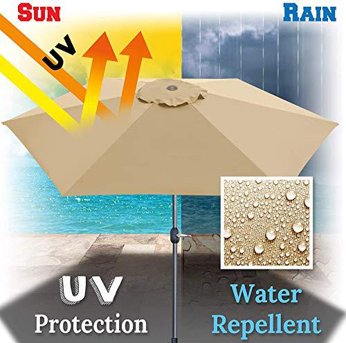 benefitusa umbrella cover canopy 9ft 8 rib patio replacement top outdoor- beige
