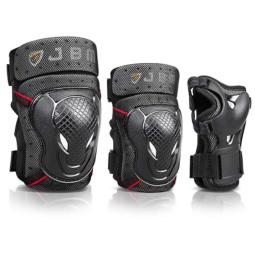 JBM Adult 15-99 Years Bike Knee Pads and Elbow Pads with Wrist Guards Protective Gear Set for Biking, Riding, Cycling and Multi
