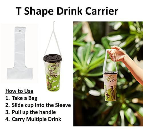 SPICY SERVED 100pcs plastic clear handle drink containers bags for shops stores delivery hanging carry take out beverage coffer milk juice