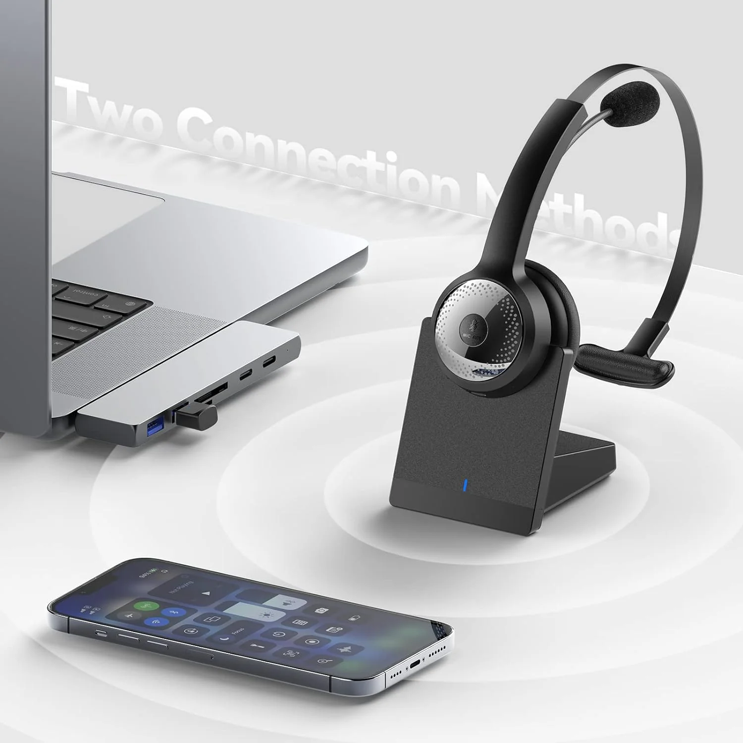 Zell Electronics Zell Wireless Headset For Computer, Bluetooth Headset With Noise Cancelling Microphone For Pc, 35H Lightweight Usb Headset Wi…