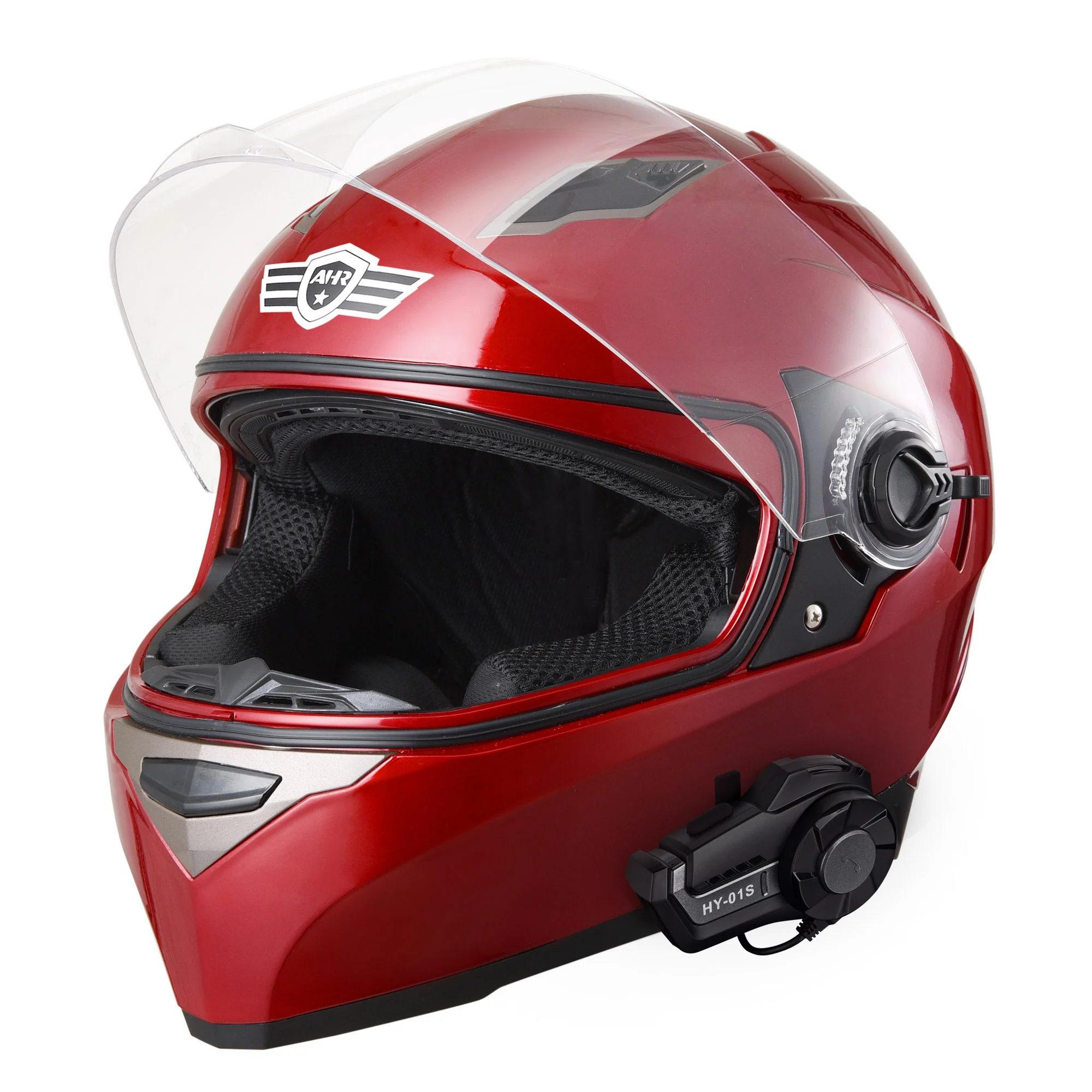AHR RUN-F Full Face Dual Visors Motorcycle Helmet with Bluetooth Headset DOT