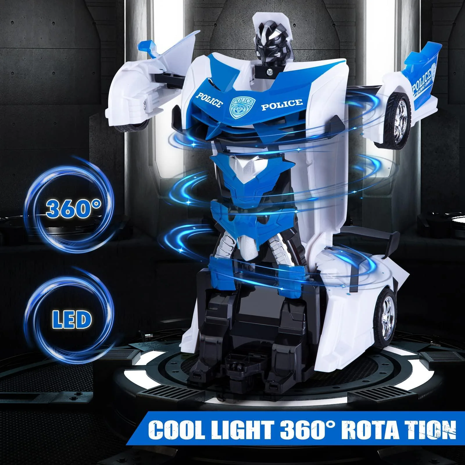 subao remote control car kids transform police car toy 2.4ghz rc robot car with one-button deformation 360 rotating and drift