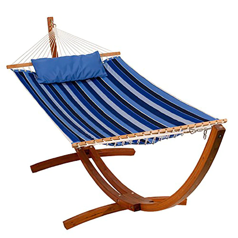 Algoma Net Company 13&s; Reversible Sunbrella Quilted Hammock with Pillow - Milano Cobalt Stripe
