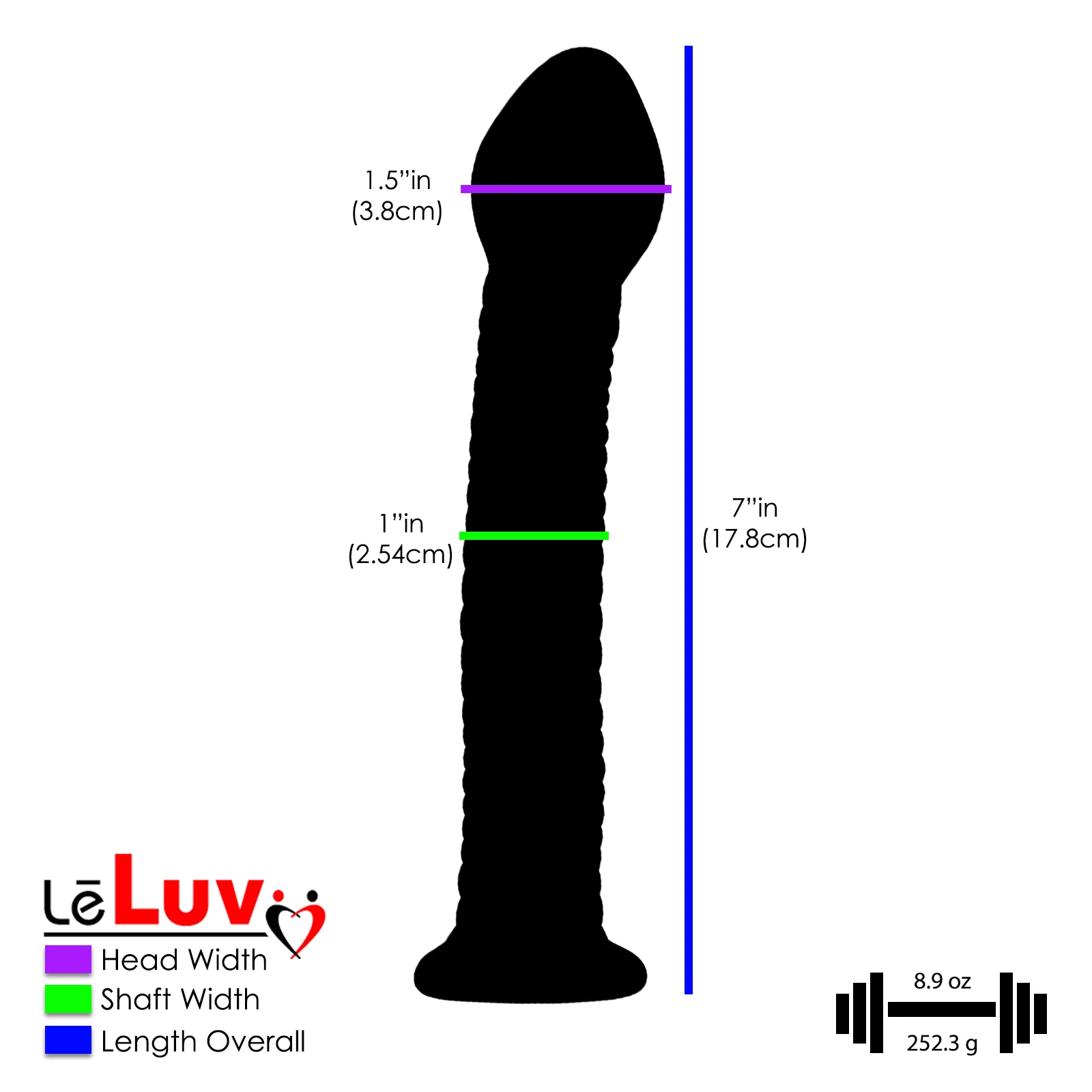 LeLuv Purple Twisted Glass Probe 7 inch Dildo Wand Erect Sexy Sex Toys Bundle with Premium Padded Pouch