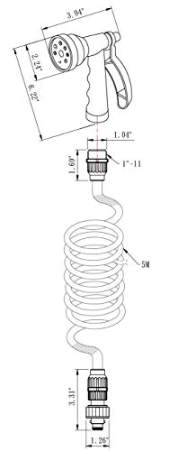 Dura Faucet DF-SA187-BK RV Exterior Quick Connect Sprayer with 7 Spray Settings and Coiled Hose Kit (Black)