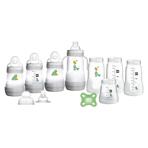 MAM Grow with Baby 15-Piece Gift Set, Newborn 0-4 Months, Anti-Colic Bottles and Silicone Nipples SkinSoft, Essential Baby Items