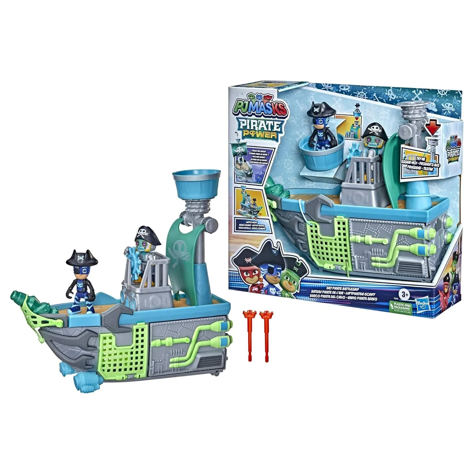 Hasbro PJ Masks Sky Pirate Battleship Preschool Toy, Vehicle Playset with 2 Action Figures for Kids Ages 3 and Up Multicolor F36655L…