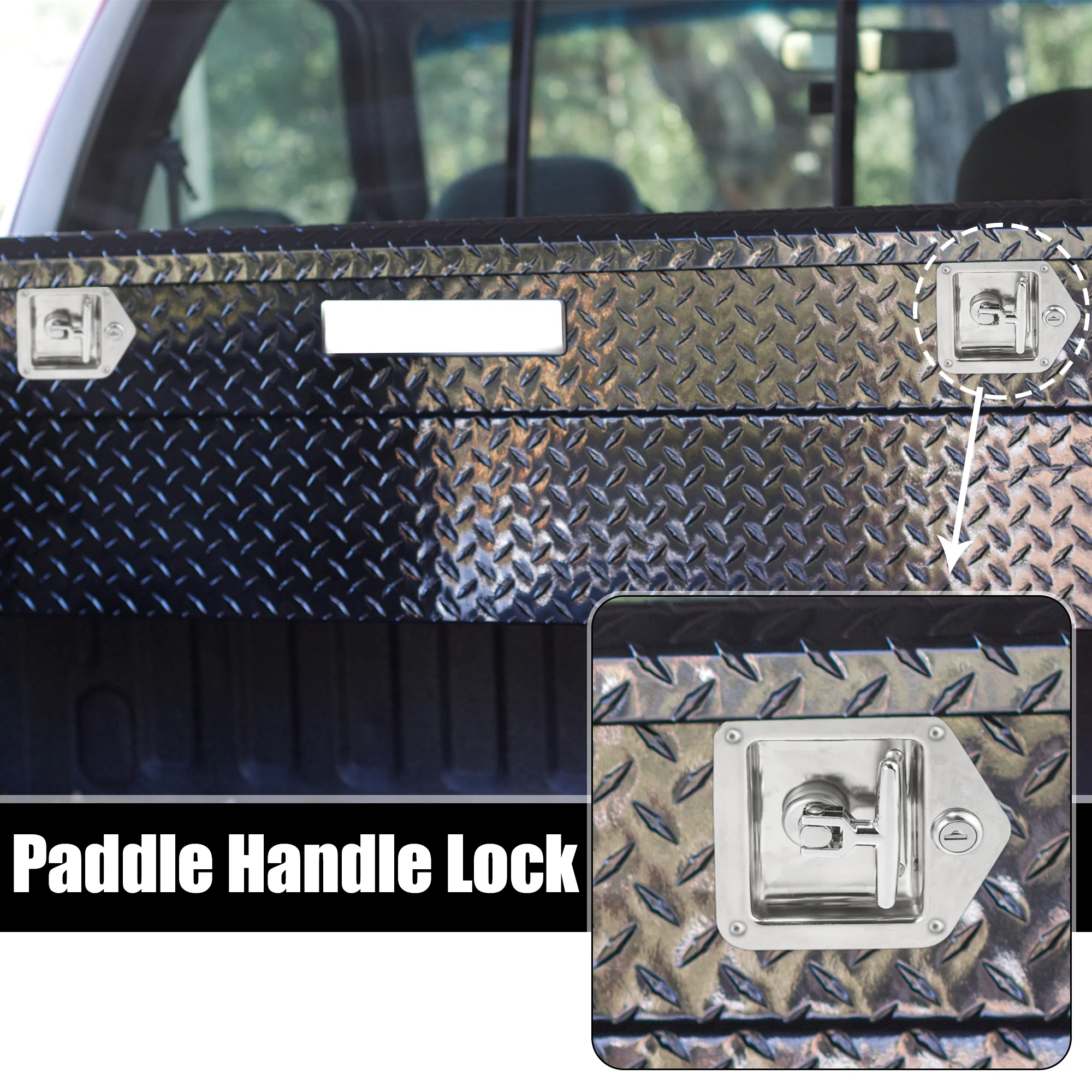 Unique Bargains 1 Set Tool Box Lock Trailer Latch Folding T Shaped Handle with Gasket and Keys Stainless Steel Polished for Camper RV Truck