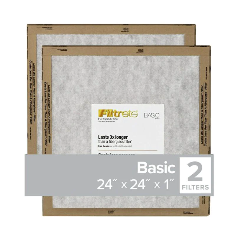3M Filtrete 24 in. W X 24 in. H X 1 in. D Synthetic 2 MERV Flat Panel Filter 2 pk