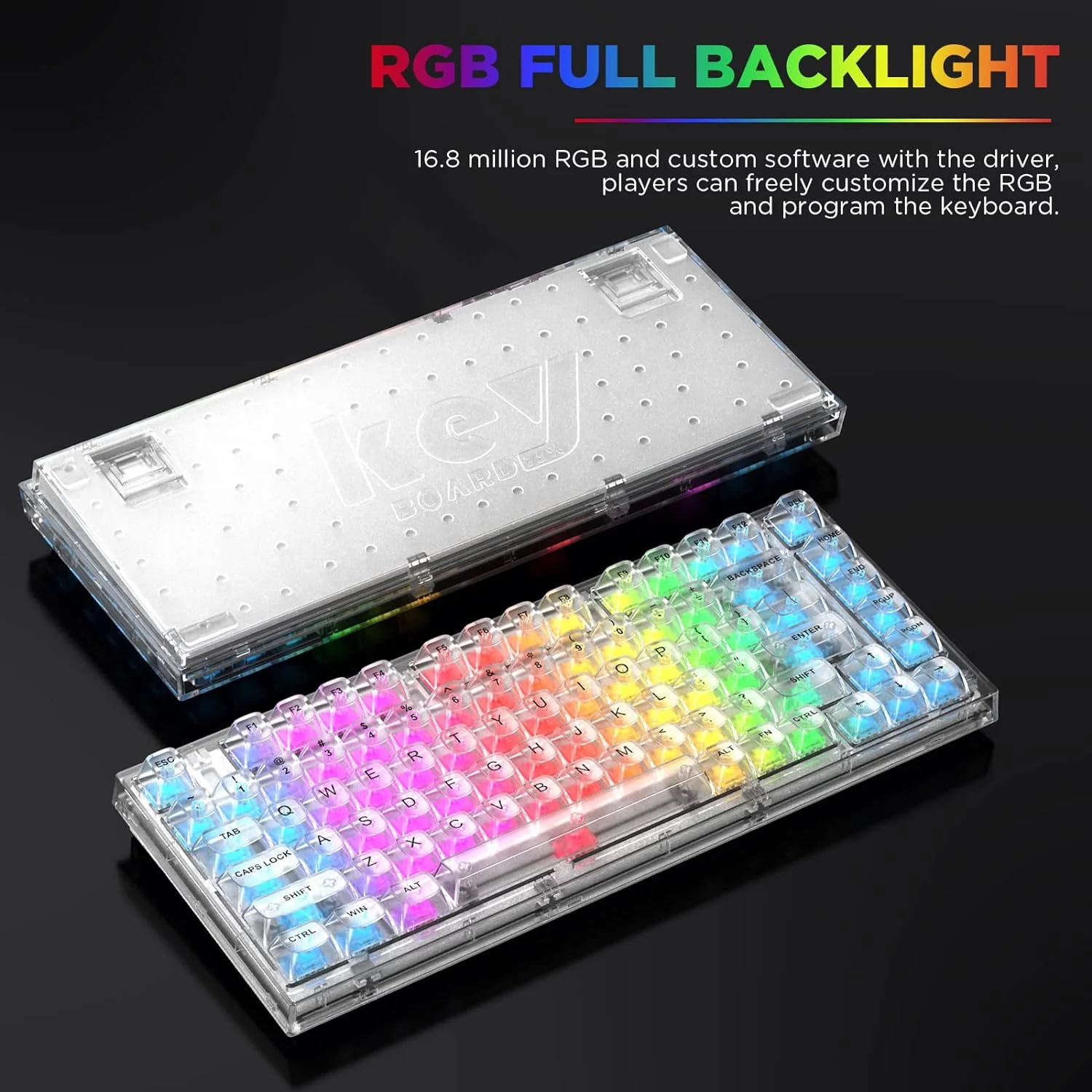 Zell Electronics Zell Pro 82 Key Wireless Hot Swappable Mechanical Gaming Keyboard With Transparent Keycaps,Bt5.0/2.4G/Usb-C, Gasket Mount Key…