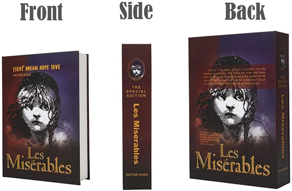EIOUMAX Booksafe Diversion Secret Real Book Hidden Safe with Key Lock Real Paper Book Locking-Les Miserables