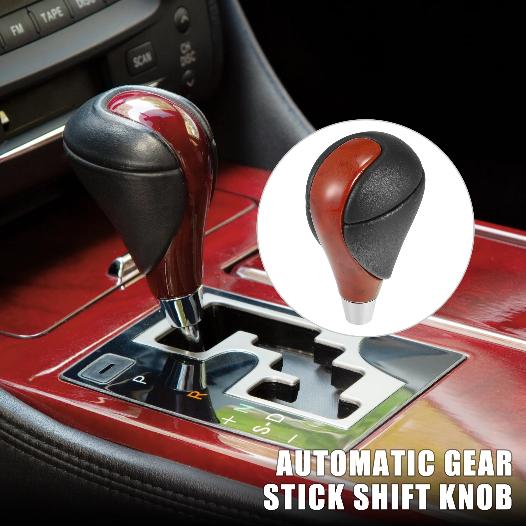 Unique Bargains Automatic Gear Stick Shift Knob for Lexus ES350 Black Faux Leather Brown New