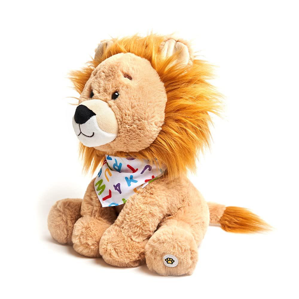 cuddle barn - alphabet leonard | animated singing lion stuffed animal plush toy wiggles ears to abc song and ten little eleph