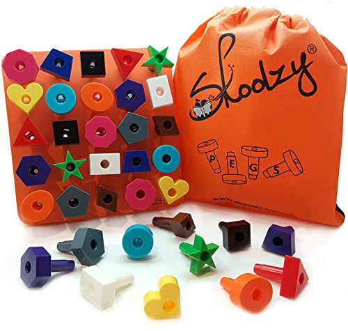 Skoolzy Peg Board Toddler Stacking Toys - STEM Color Sorting Learning Games - Montessori Toys for 1, 2, 3, 4 Year Old Boys and G