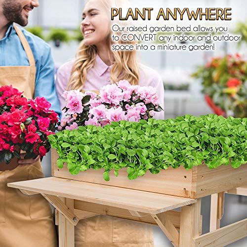 omishome raised planter box with legs | garden boxes outdoor raised for outdoor use | raised bed garden kit | elevated plante