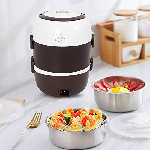 loyalheartdy electric lunch box,3 layers 2l portable electric heating bento lunch box food storage warmer container rice cooker,110v 200w,