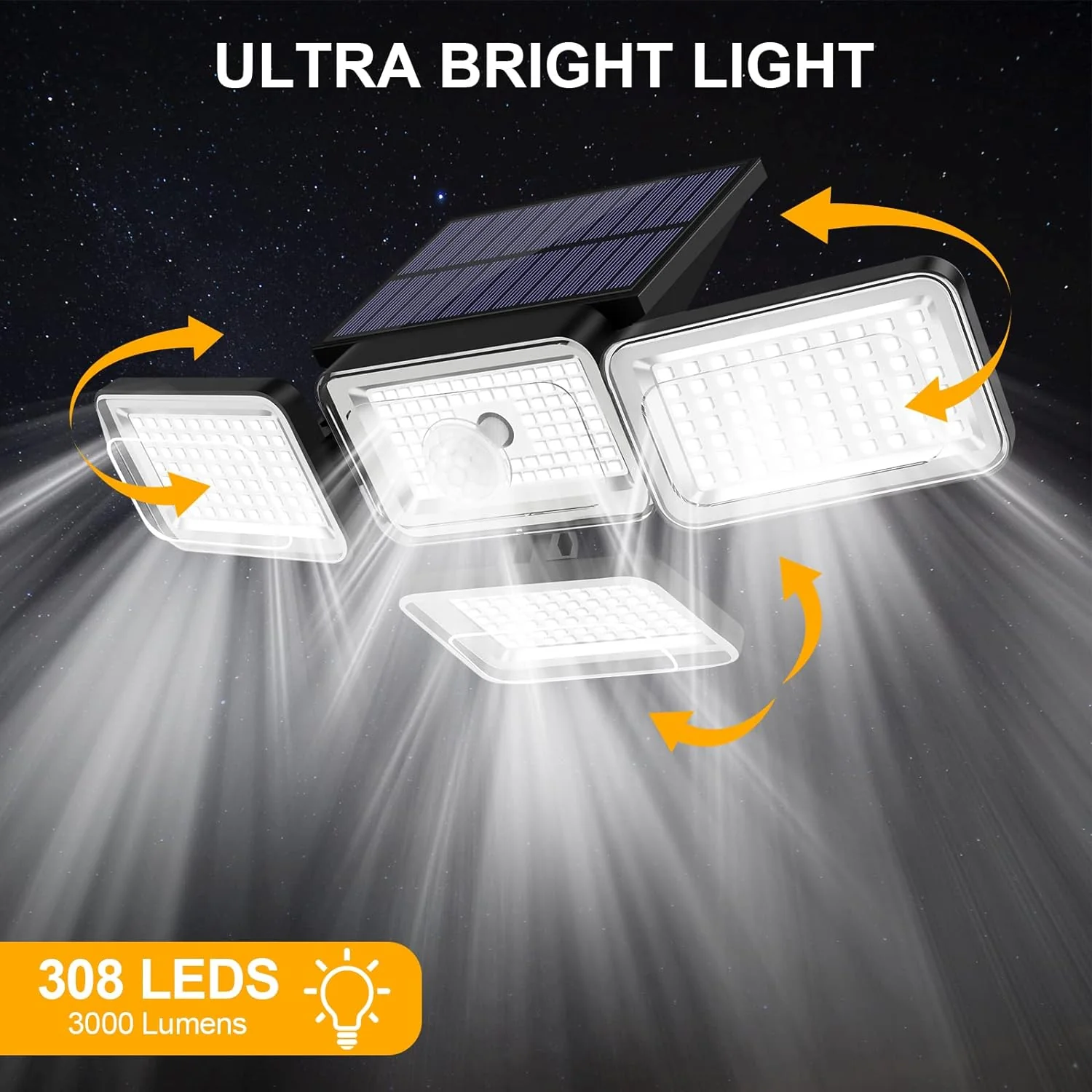 CANDLITE Solar Outdoor Lights, 270 LED 3000LM Motion Sensor Outdoor Light, Luces Solares para Exteriores Waterproof Wide Angle 6500K Sol