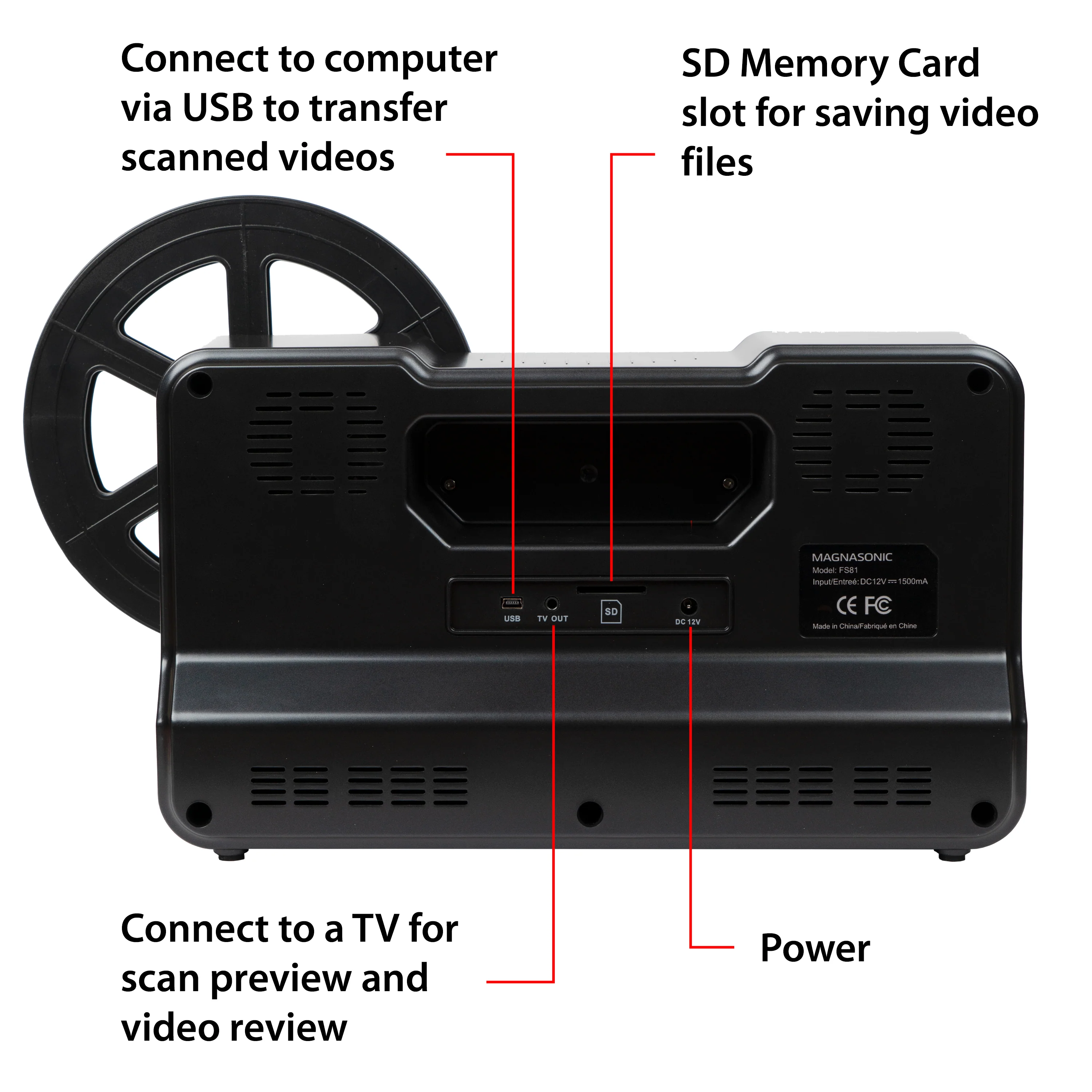 MAGNASONIC All-in-One Super 8/8mm Film Scanner, Converts 3