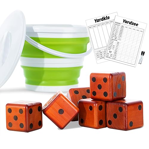 sport beats Giant Wooden Yard Dice with Bucket, Outdoor Games Giant Yard Lawn Games Set of 6 with Scorecards and Bucket for Beach, Camping,