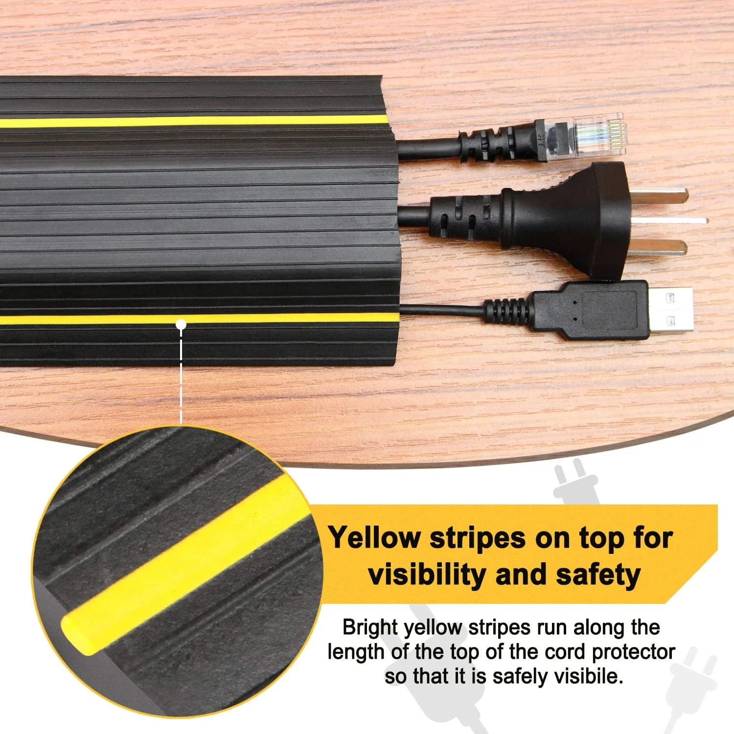AGPtek Floor Cable Cover, 6.5 Ft Floor Cord Protector 3 Channels Contains Cords, Cables and Wires, Perfect for Office, Home, Workshop,