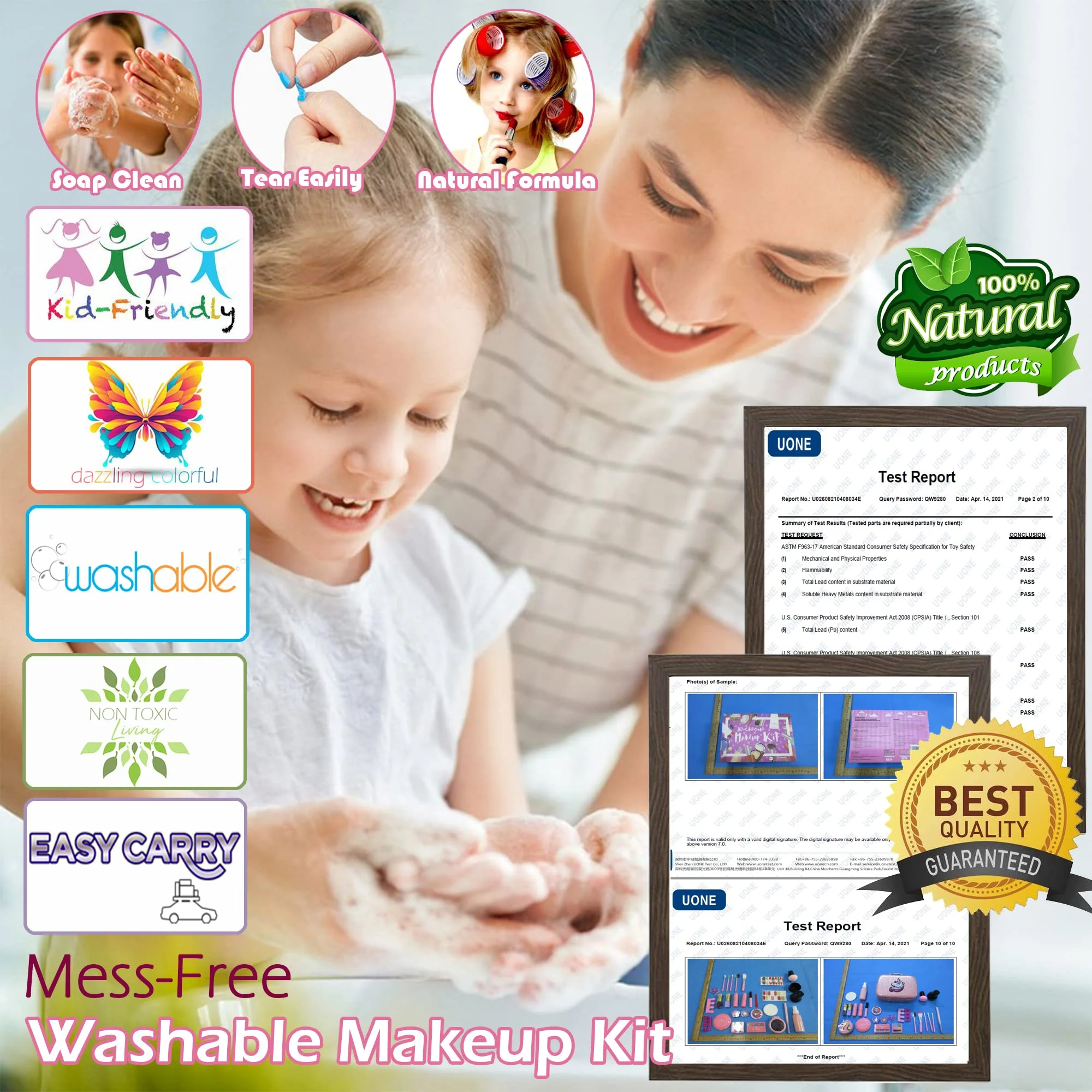 HERAPFANN Kids Washable Makeup kit for Girl - Kids Makeup Kit Toys for Girls Little Girls Makeup Kit, Toddler &a; Non-Toxic Make U