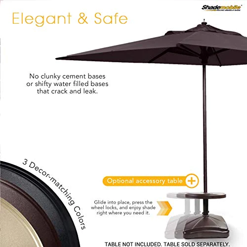 Shademobile Outdoor Umbrella Stand w/ Easy Rolling Base (up to 125lb) Heavy Duty Universal Design for Weighted Commercial Patio