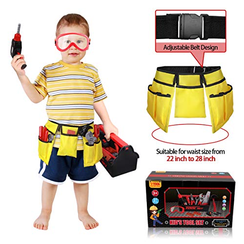 Loyo Kids Tool Set - Pretend Play Construction Toy with Tool Box Kids Tool Belt Electronic Toy Drill Construction Accessories Gi