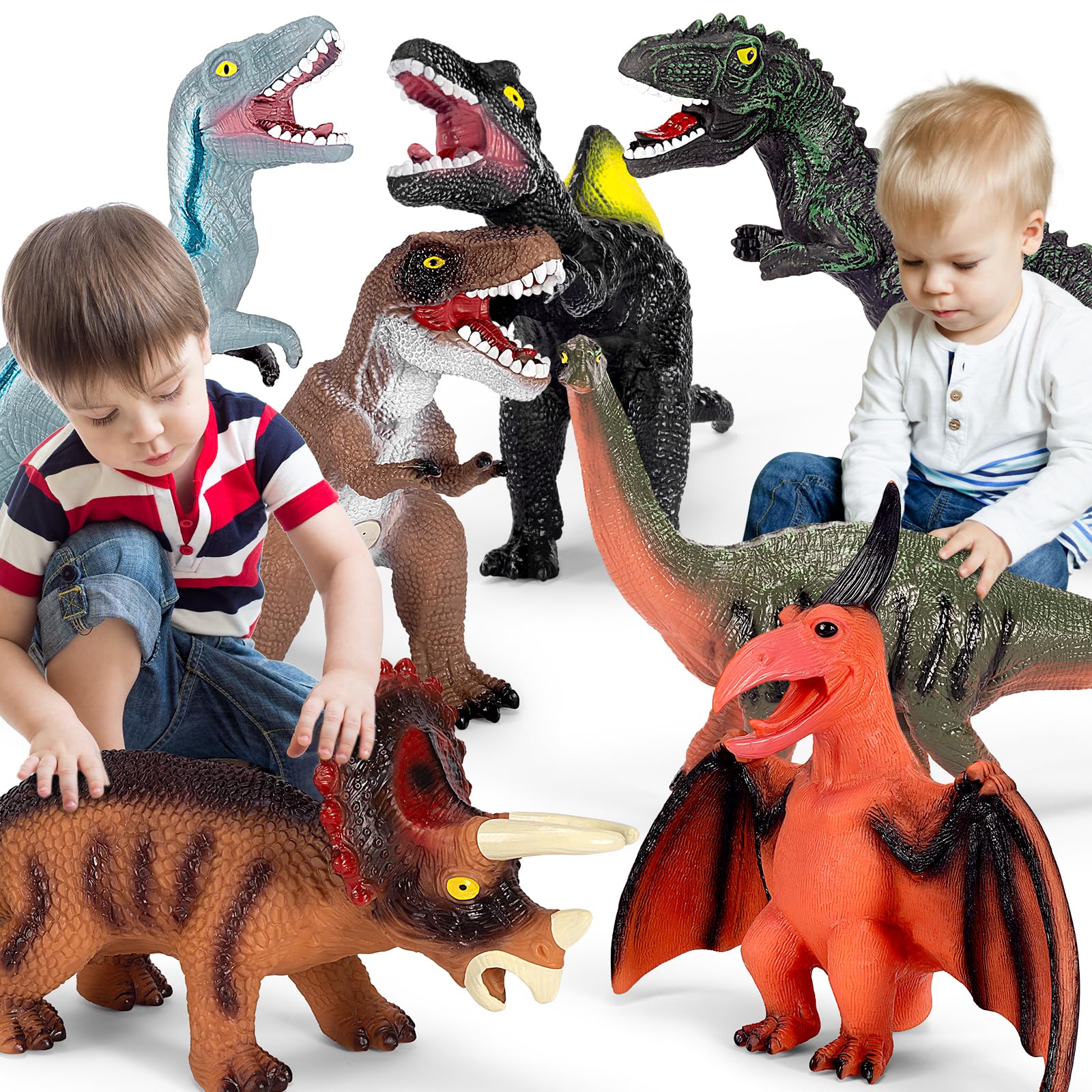 Kissdream 7 Piece Jumbo Dinosaur Toys for Kids Big Dinosaur Toys for Boys Realistic Giant Dinosaur Toys for Kids 3-5 - Perfect D