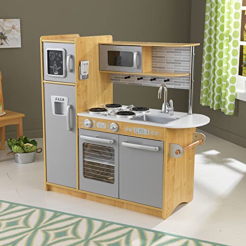 KidKraft Uptown Natural Wooden Play Kitchen with Play Phone, Chalkboard &a; Towel Rack, Gift for Ages 3+ 43.00 x 17.75 x 41.00 Inc