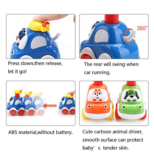 Amy &a; Benton Baby Toy Cars for 1 Year Old Toddler Cartoon Wind up Cars for 2 Year Old Boys Birthday Gift Toys Age 1