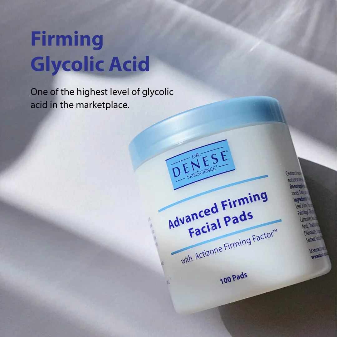Dr. Denese SkinScience Advanced Firming Facial Pads Exfoliator &a; Deep Pore Face Cleanser, Toner &a; Skin Care Glycolic Acid, Pepti